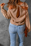 Dropped Shoulder Twisted Cutout Sweater