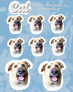 Custom Painted Pet Portrait Sticker Sheets - Hand-painted Pet Portrait Stickers! Personalized High Quality Vinyl Sticker